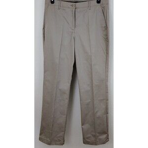 Lands' End - 2-Pocket Straight Fit Pants - Women -14 -Tan Flat Front  Inseam 33'